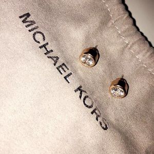 MICHAEL KORS Crystal Bezel Studs Gold-Tone